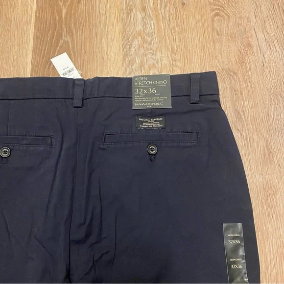 NWT Bananna Republic Aiden Slim Stretch Chino Khaki Black Navy 32x36 Classic - Picture 4 of 7